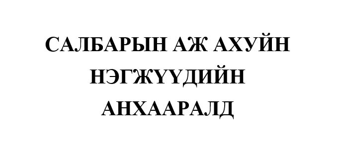 САЛБАРЫН АЖ АХУЙН НЭГЖҮҮДИЙН АНХААРАЛД